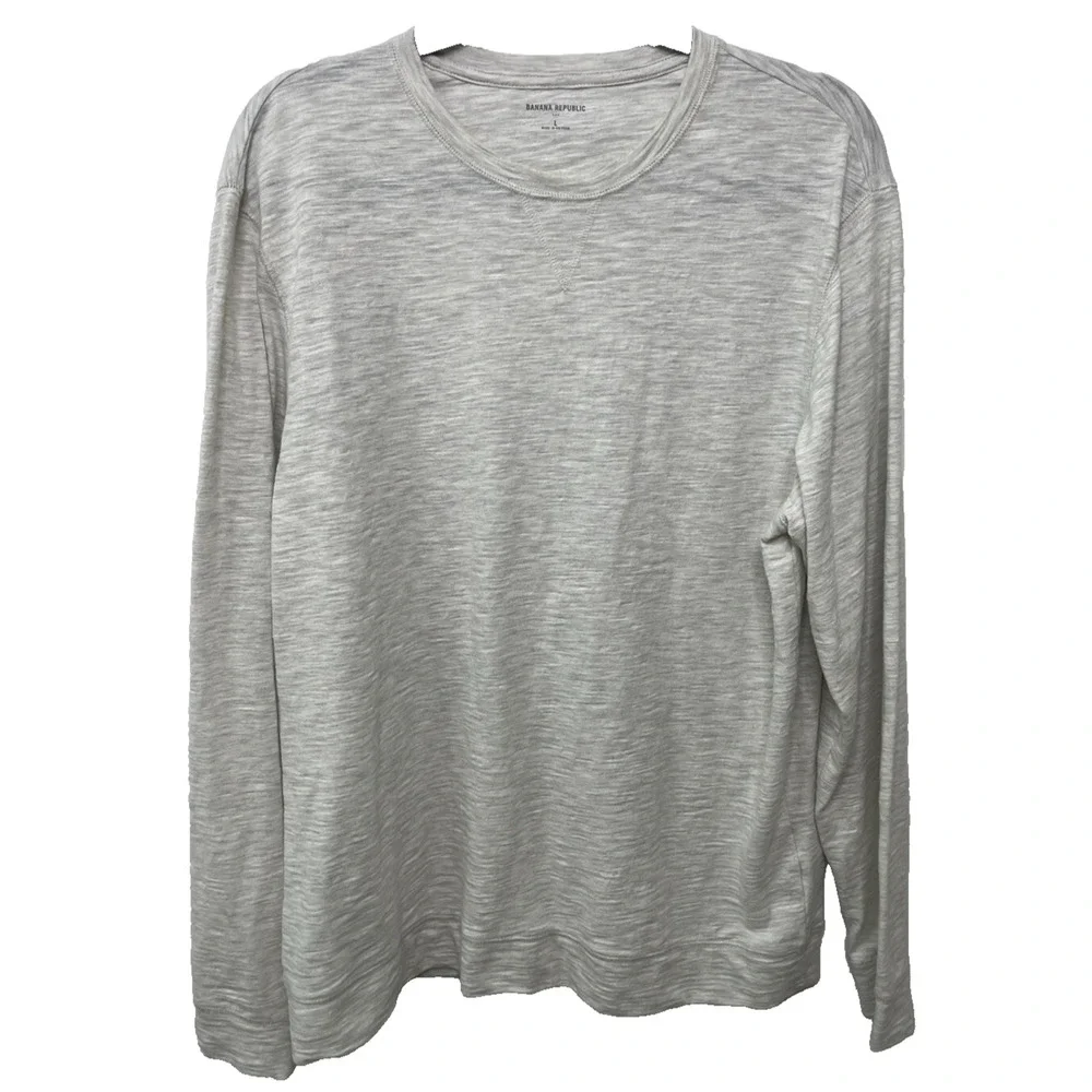Banana Republic Long Sleeve Men's L Gray‎ Stretchy Lightweight Crew Neck T-shirt